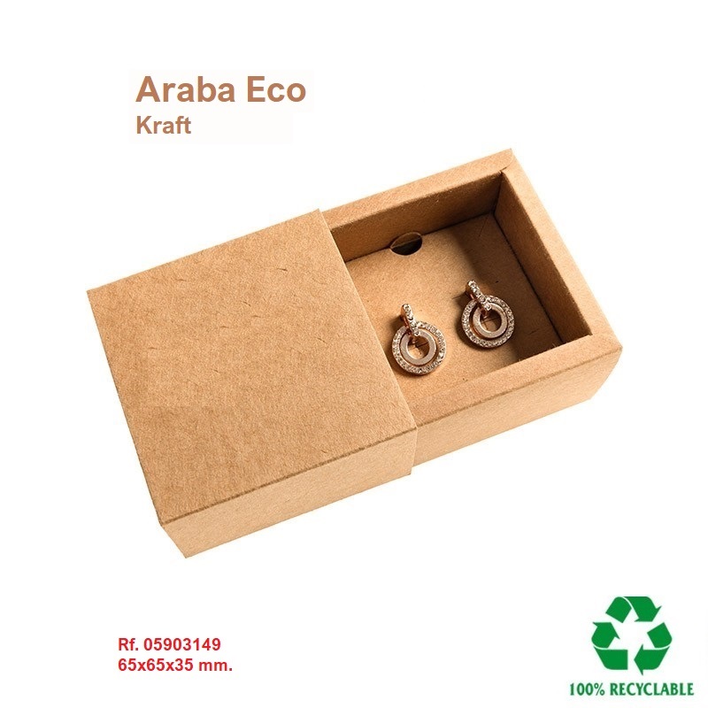 Caja ECO ARABA Kraft pendientes/cadena.colg. 65x65x35 mm.